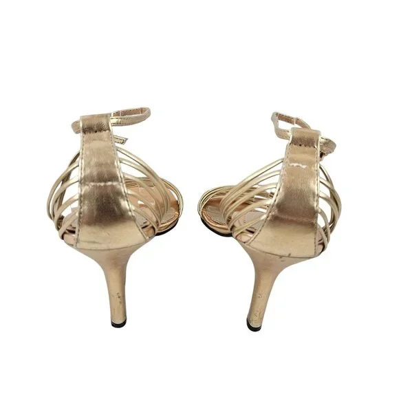 Chinese Laundry Heels Willy Womens Size 8 Gold Strappy Sandals Adjustable Strap - Picture 4 of 9
